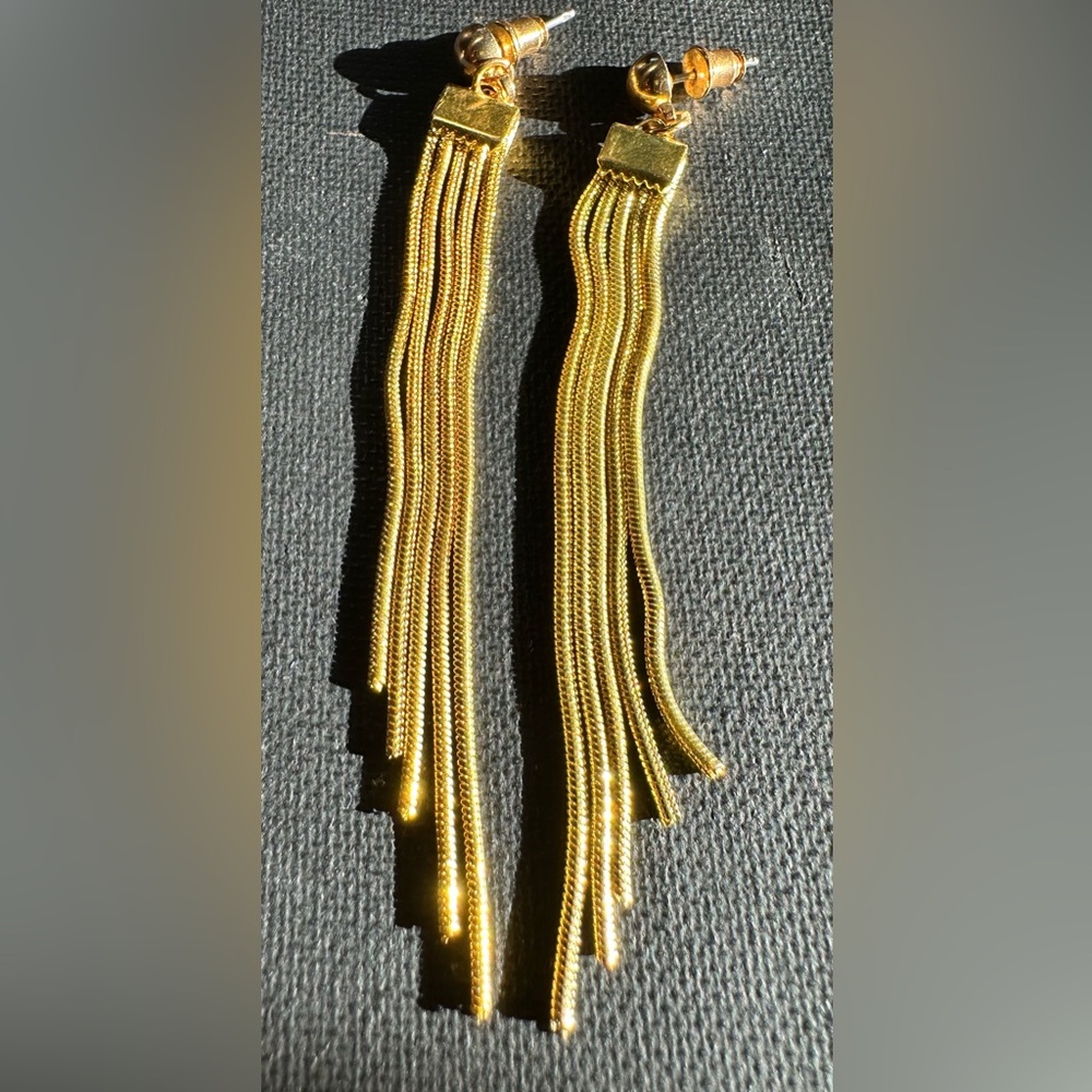 Vintage Gold Chain Tassel Earrings